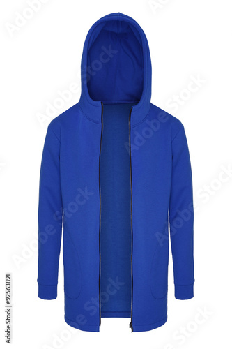 blue hoodie on white background 