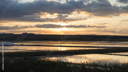 Obraz na plátne sunset over the saltworks