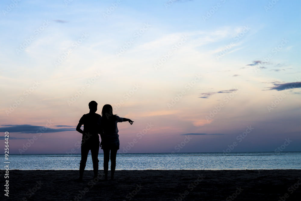 two people in love at sunset