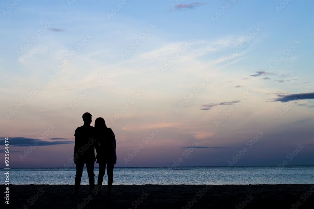 two people in love at sunset