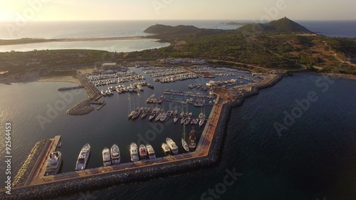 AERIAL: Flying over harbor bay
