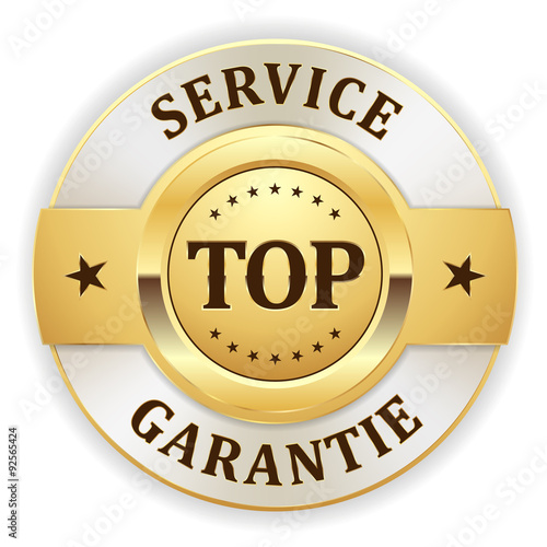 Goldener Top Service Garantie Siegel mit weißem Rand