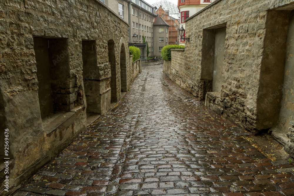 a street paved with stones