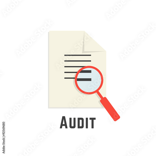yellow sheet with red magnifier like audit logotype