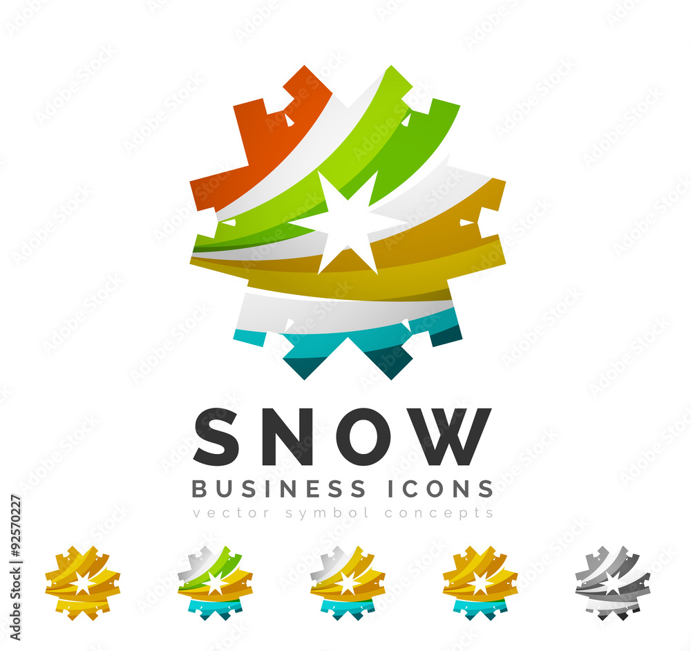 Set of abstract colorful snowflake logo icons, winter concepts Set of abstract colorful snowflake logo icons, winter concepts