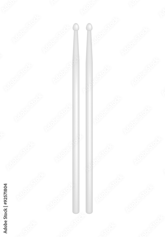 Pair of wooden drumsticks in white design Pair of wooden drumsticks in white design
