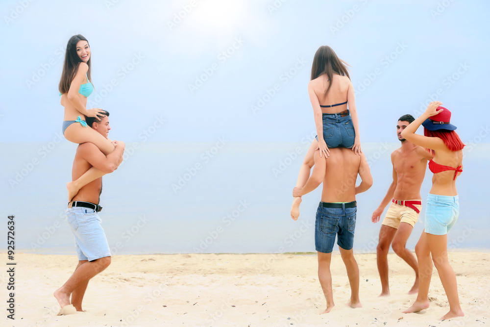 Beautiful young people having fun on beach Beautiful young people having fun on beach