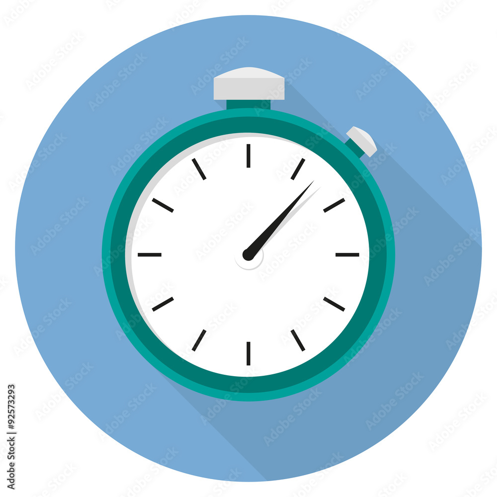 Stopwatch Icon Flat design long shadow blue circle Stopwatch Icon Flat design long shadow blue circle