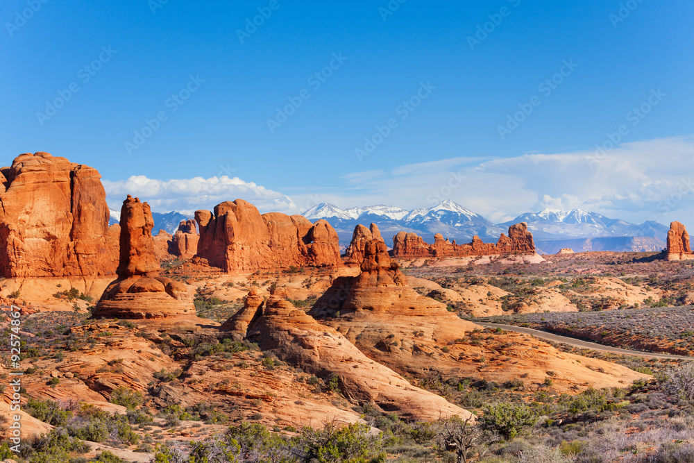 Arches park plateau and Mt Waas in USA