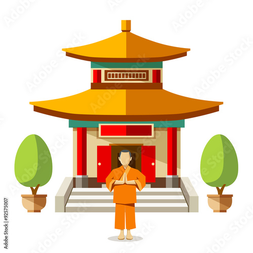 Vector Building of China with china monks background illustrations