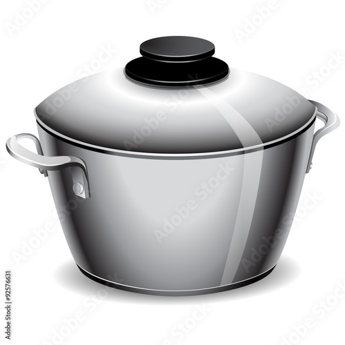 A stainless pan isolated on a white background. Vector Illustration 