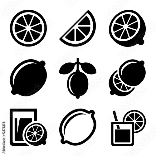 Lemon and Lime Icons Set. Vector