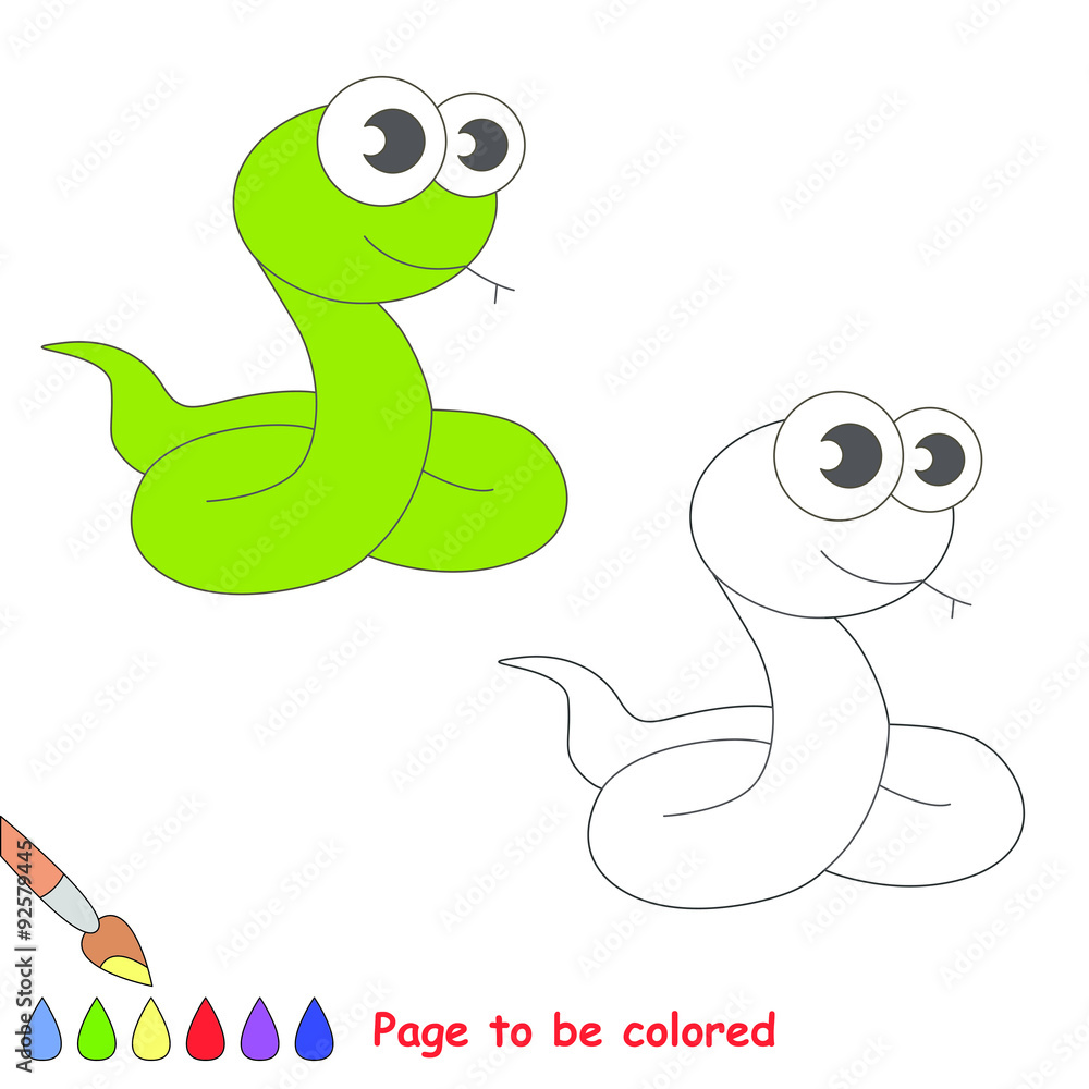 Fototapeta premium Vector cartoon green snake.