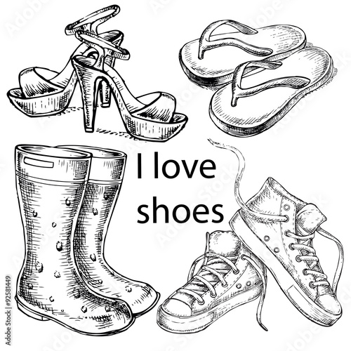 hand drawn set shoes