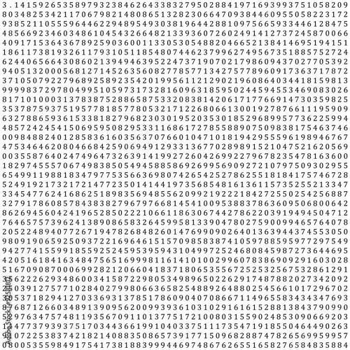 Pi - 3.1415 - Mathematical Column of Figures Vector Background - Wissenschaft, Mathematik, Zahlen, Hintergrund