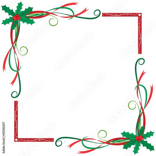 Christmas themed holly berried and leaves frame design