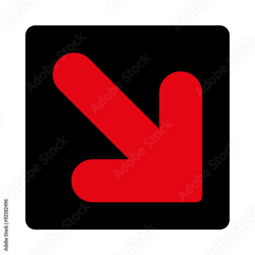 Arrow Down Right flat intensive red and black colors rounded