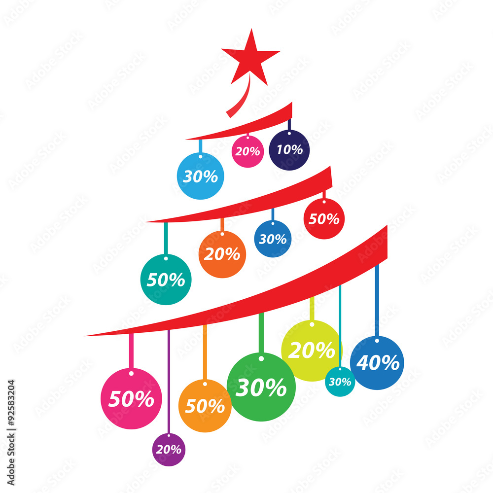 Vector cover discounts on christmas tree Vector cover discounts on christmas tree