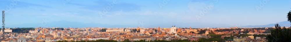 Ultra wide panorama of Rome, Italy.