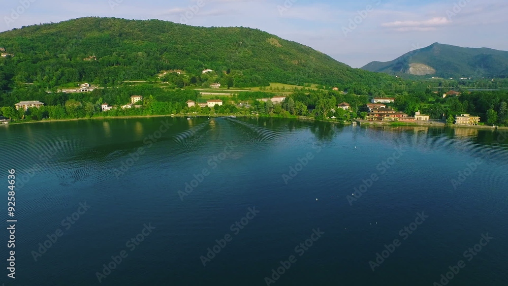 AERIAL: Lake at sunset AERIAL: Lake at sunset
