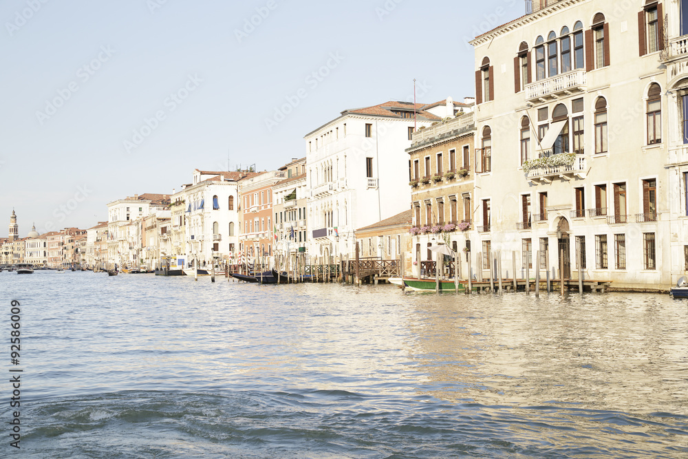View of houses and palaces on the Grand Canal in Venice, Italy