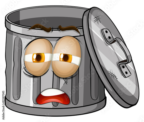 Trashcan with sad face