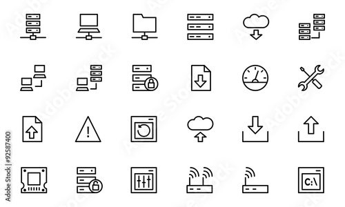 Database and Server Line Vector Icons 1