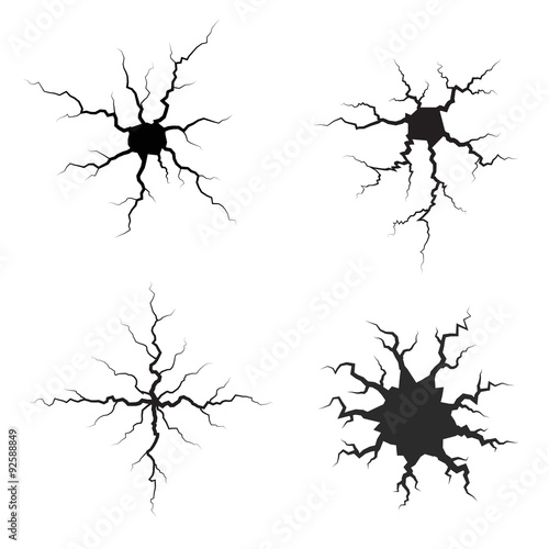 Earth Crack vector set. Crack Silhouettes Isolated set.