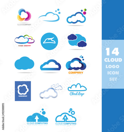 Cloud data storage logo icon set