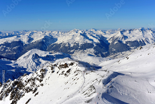 Ski slopes and mountain landscape
