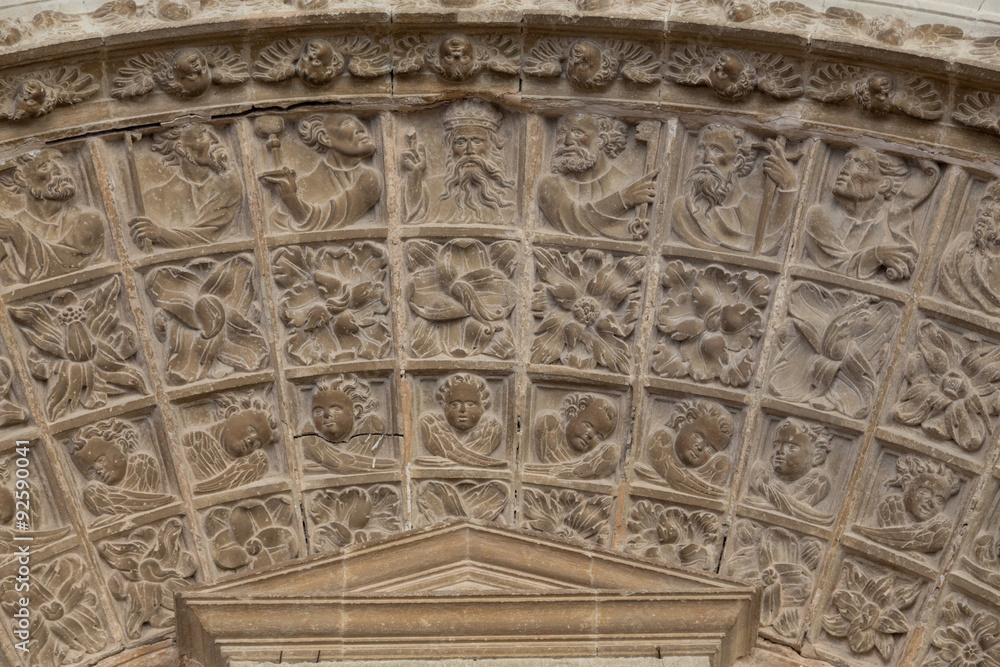 The timpanum of the church in Los Arcos, on the Camino de Santiago
