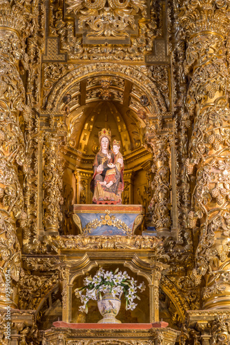 Statue of Maria and Child on the Altar in Najera on the Camino de Santiago