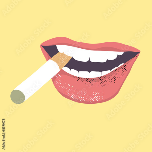 Female lips smoking a cigarette
