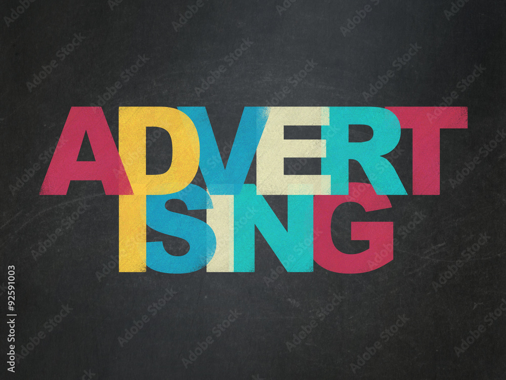 Marketing concept: Advertising on School Board background Marketing concept: Advertising on School Board background
