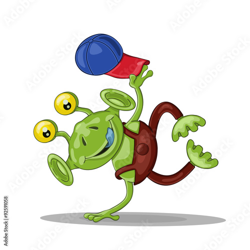 Funny cartoon alien  breakdancer