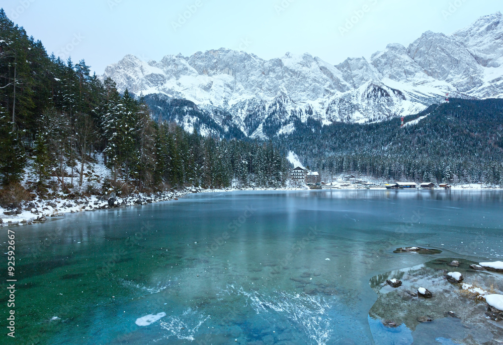 Naklejka premium Eibsee lake winter view.