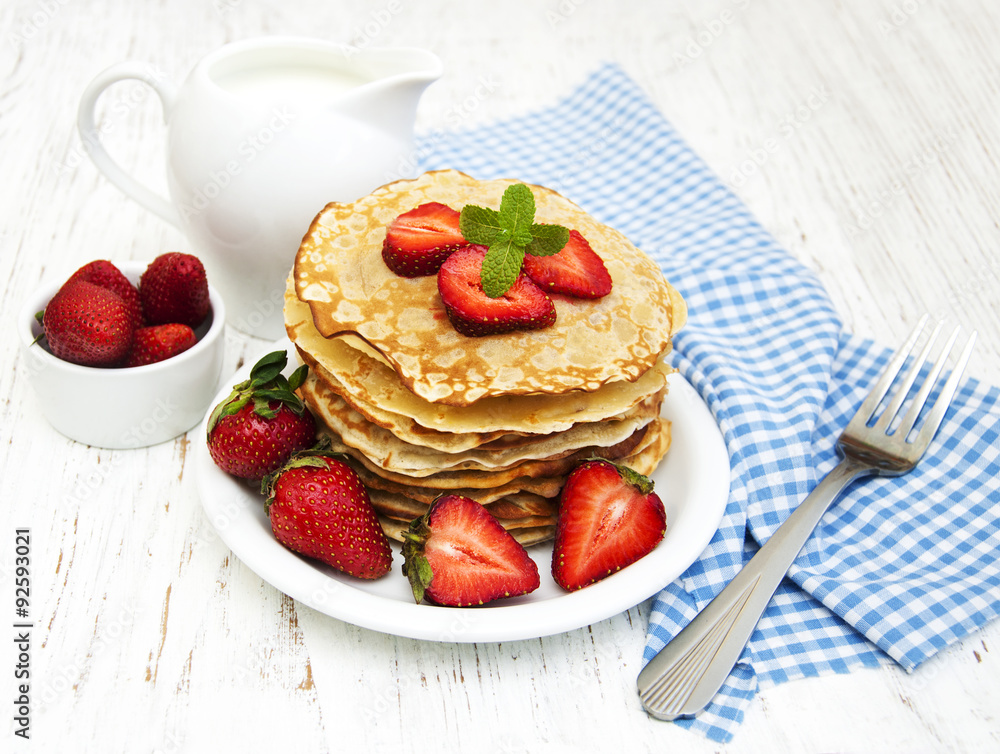 Pancakes with strawberries Pancakes with strawberries
