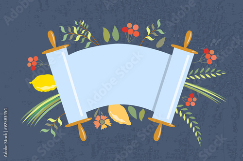 Vector collection of labels and elements for Sukkot photo
