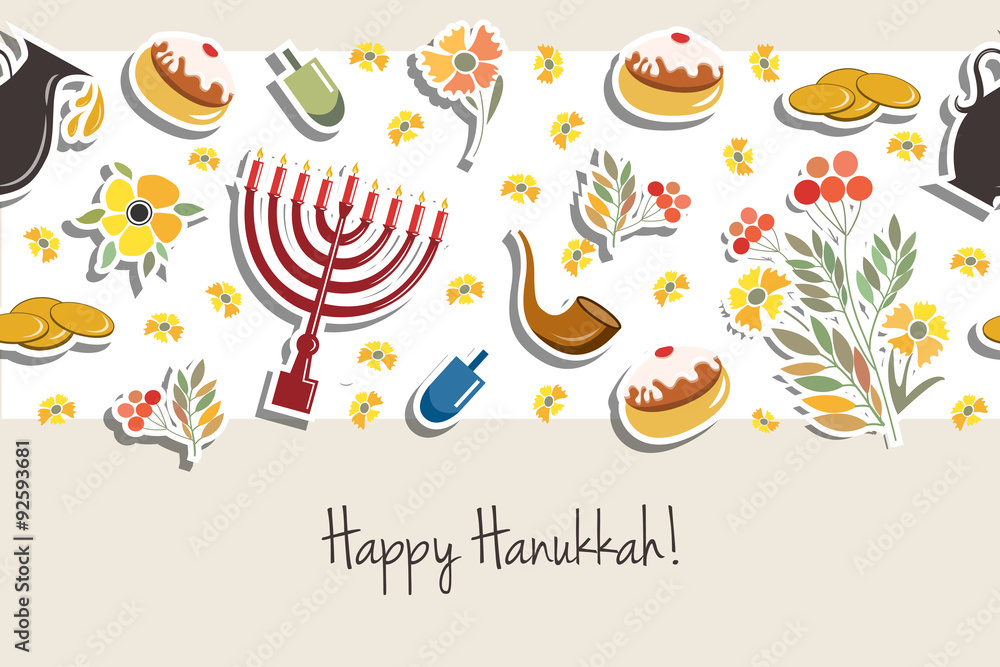 Vector collection of labels and elements for Hanukkah