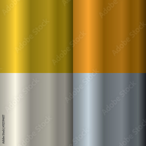 Set of textures on precious metals: gold and silver. Bronze and