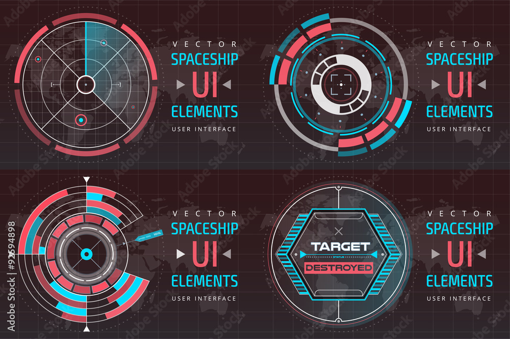 UI hud infographic interface screen monitor radar set web Stock Vector ...