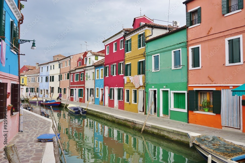 Colorful buildings in the village of Burano in the Venetian Laguna