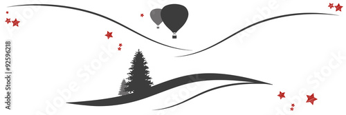 Panorama | Weihnachtliche Berglandschaft mit Heißluftballons