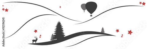 Panorama | Weihnachtliche Berglandschaft mit Heißluftballons