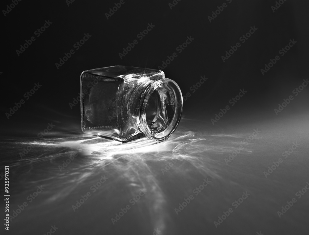 empty ink pot contrasted black and white photography studio sh Stock