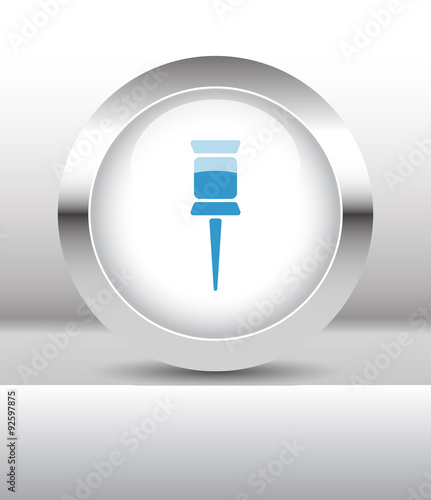 Web button with Pushpin illustration on abstract table