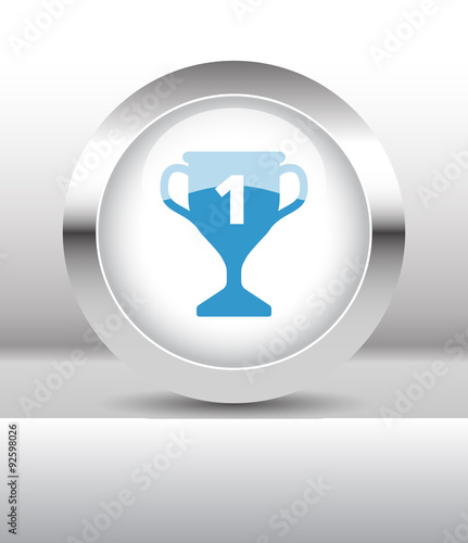 Web button with Trophy illustration on abstract table