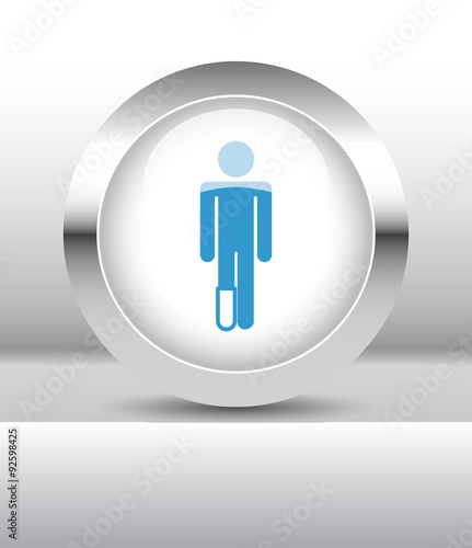 Web button with Foot illustration on abstract table