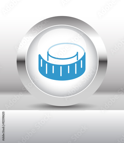 Web button with Measuring Tape illustration on abstract table