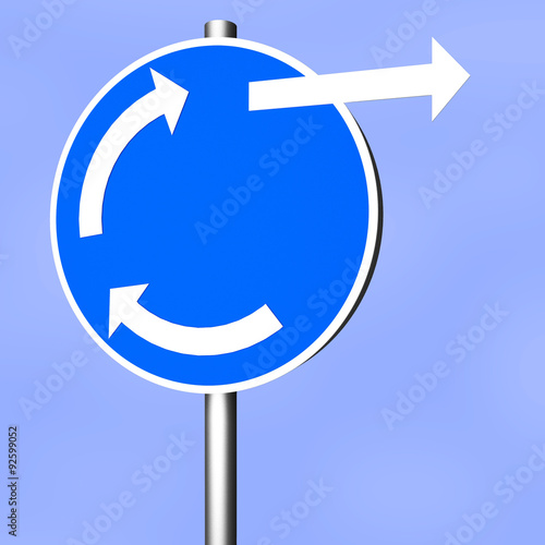 Sign roundabout with direction change